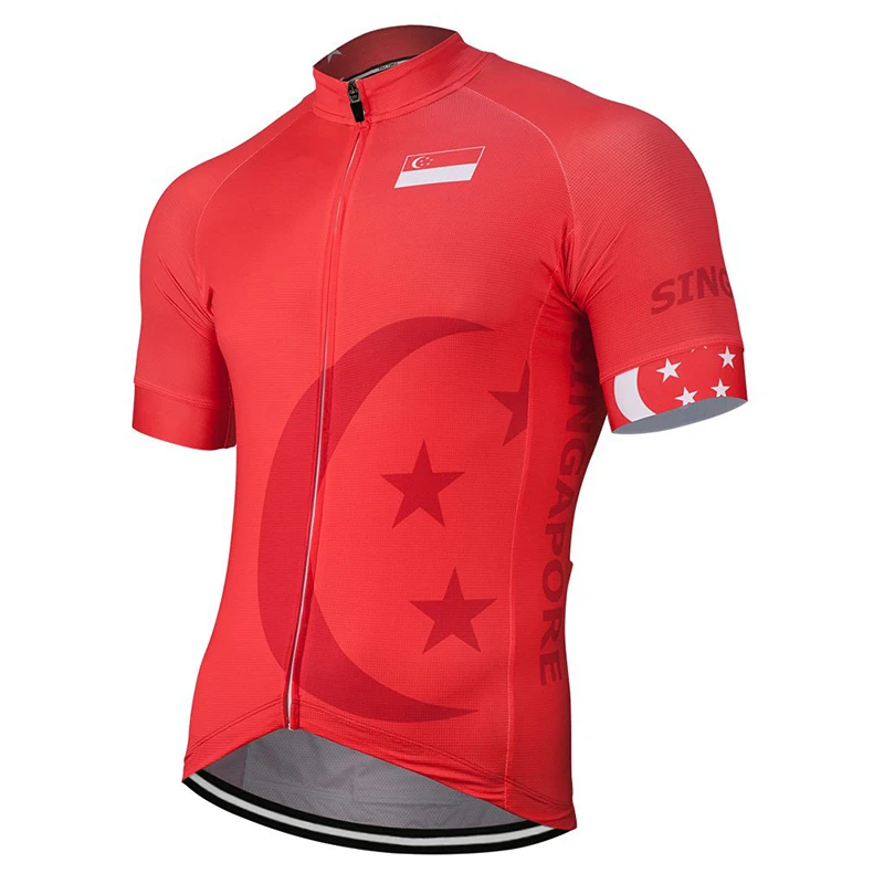 

Singapore 2019 Outdoor New Summer Cycling Jersey Men Bike Road Mountain Race Tops Riding Bicycle Wear Red Bike clothes