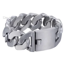 27mm de Grueso y Pesado Para Hombre Cadena de Acabado Mate Silver Tone de Acero Inoxidable 316L Curb Pulsera Personalizar Tamaño Joyería LHB409