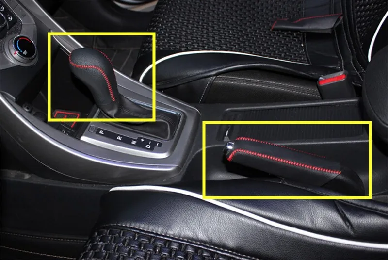 Для hyundai Elantra 2012 2013 AT или MT крышка ручного тормоза и крышка переключения передач из искусственной кожи автомобильные внутренние аксессуары 2 шт