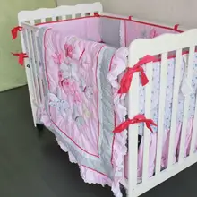 4 шт бабочка хлопок детская кроватка постельные принадлежности набор Одеяло Бампер лист пыли рюшами Детские постельные принадлежности набор