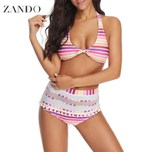 Zando Womens Bikini Swimsuits Two Piece Swimsuits for Women High Waisted Bikini Halter Bikini Set Padded Bathing Suit halter two tone bikini set