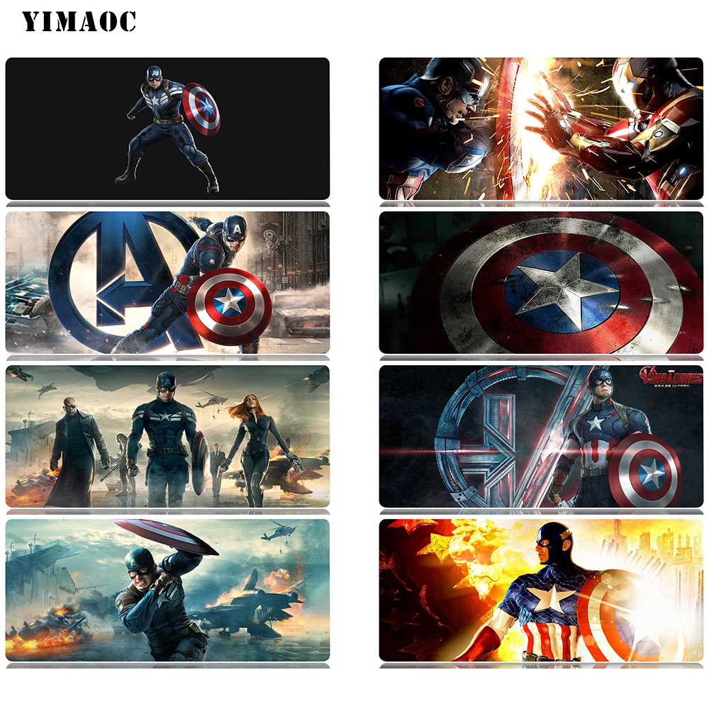 

YIMAOC Marvel comics Captain America Mouse Pad Computer Mousepad Anti-slip Natural Rubber Gaming Mouse Mat 30x60 cm