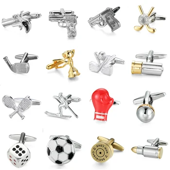 

High quality novelty sports cufflinks Pistol bullets boxing glove trophy cuff Buttons for man's French shirt accessories jewelry