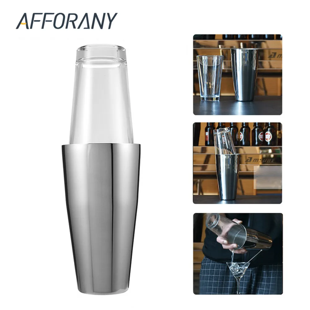 

800ml /400ml Cocktail Shaker Professional Stainless Steel Bartender Glass Bar Tools Food-Grade Shakers
