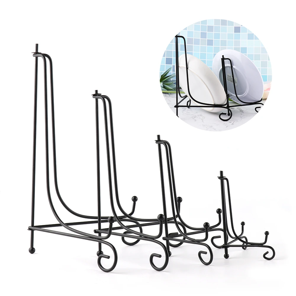 

1/5Pcs DIY Craft Bracket Book Holder Photo Pedestal Bowl Picture Frame Black Iron Plate Rack Display Stand Easel Storage Holders