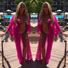 Новинка,, женское сексуальное шифоновое длинное платье, парео, Пляжное бикини, купальник, пляжный шарф