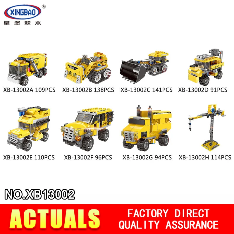 

2018 XINGBAO 13002 New Kids Toys 8 IN 1 Series The Giant Excavator Set Model Building Blocks Kids Toys As Funny Christmas Gift