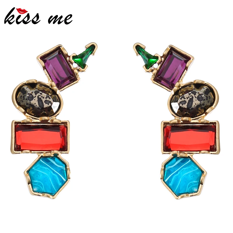 KISS ME Женские массивные серьги, 3 цвета, полимерные геометрические большие серьги-гвоздики, модные ювелирные аксессуары
