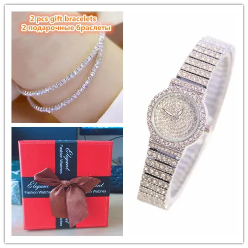 Роскошные женские часы со стразами, известный бренд, элегантное платье, кварцевые часы, модные женские наручные часы со стразами, Relogios Femininos - Цвет: Silver
