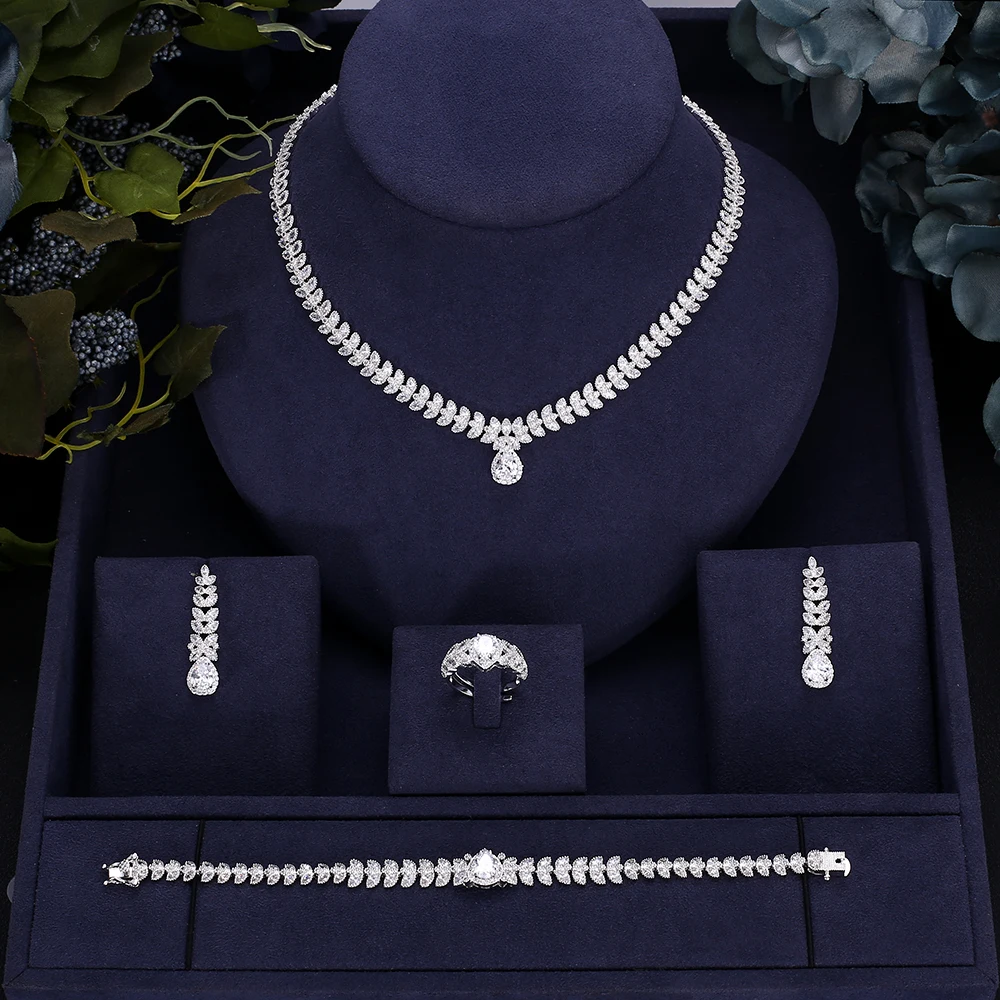 

Accking 4pcs Cubic Zircon Luxury Women Wedding Party For Bridal Jewelry set