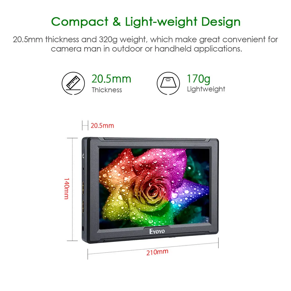 EYOYO E7S 7 дюймов SDI 4K HDMI камера полевой монитор Full HD 1920x1200 ips ЖК-монитор дисплей для DSLR стабилизатор для камеры