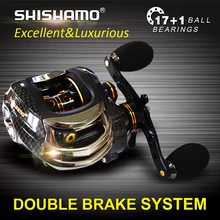 Double Brake Baitcasting Reel 17BB+1RB Fishing Gear Water Drop Wheel 6.3:1 Ratio Bait Casting Fishing Reel Lure Reel