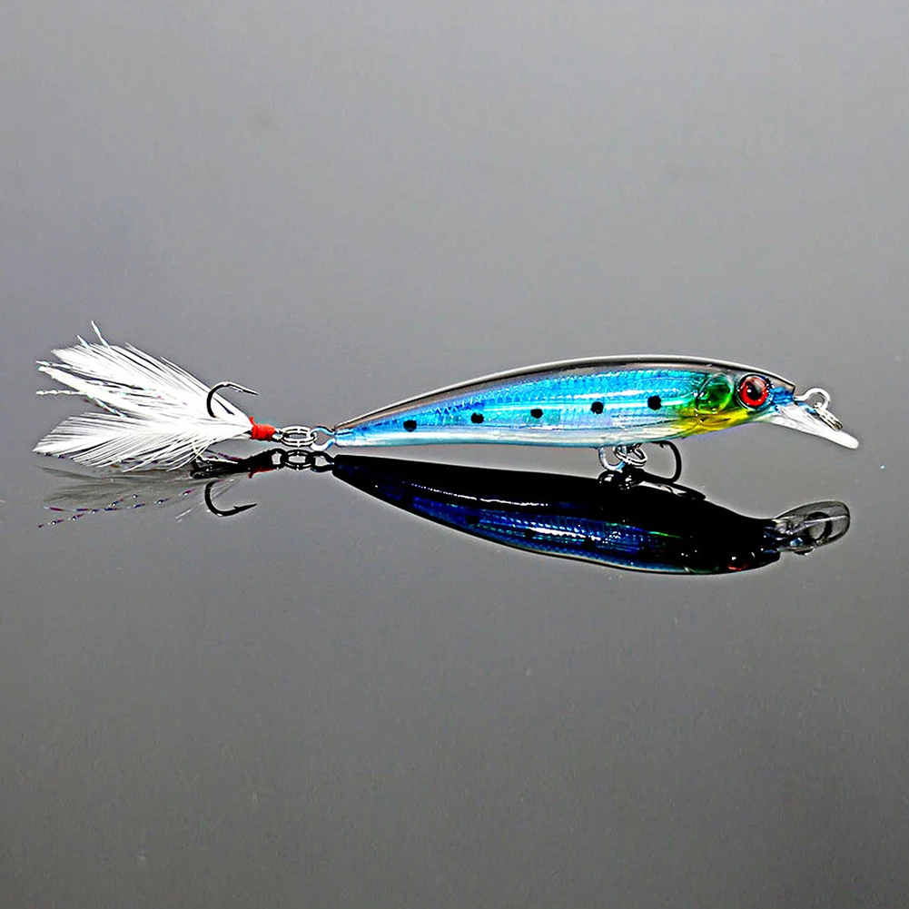 10 шт. рыболовные приманки Crankbaits Крюк блесна жесткая Приманка снасти сумашедшая рыбалка комплект и головной повязкой с пером, крючки, станок и 7,2 г 9 см плавающая приманка