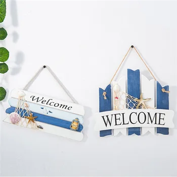 

Creative Vintage Wooden Family Doorplate Mediterranean Welcome House Listing Art for decorating of wedding and the toilets