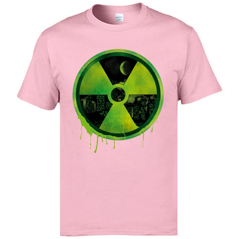 Radioactive T-shirts Plain Short Sleeve Design 100% Cotton O-Neck Man Tops Tees Design Tops Tees Summer/Fall Drop Shipping Radioactive pink