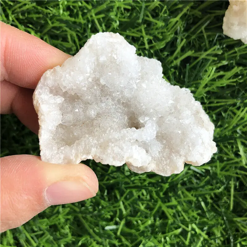 

Natural Agate Geode Slice Drusy Druse White Quartz Cluster Crystal Points Minerals Specimen Party Decoration Healing 1PC
