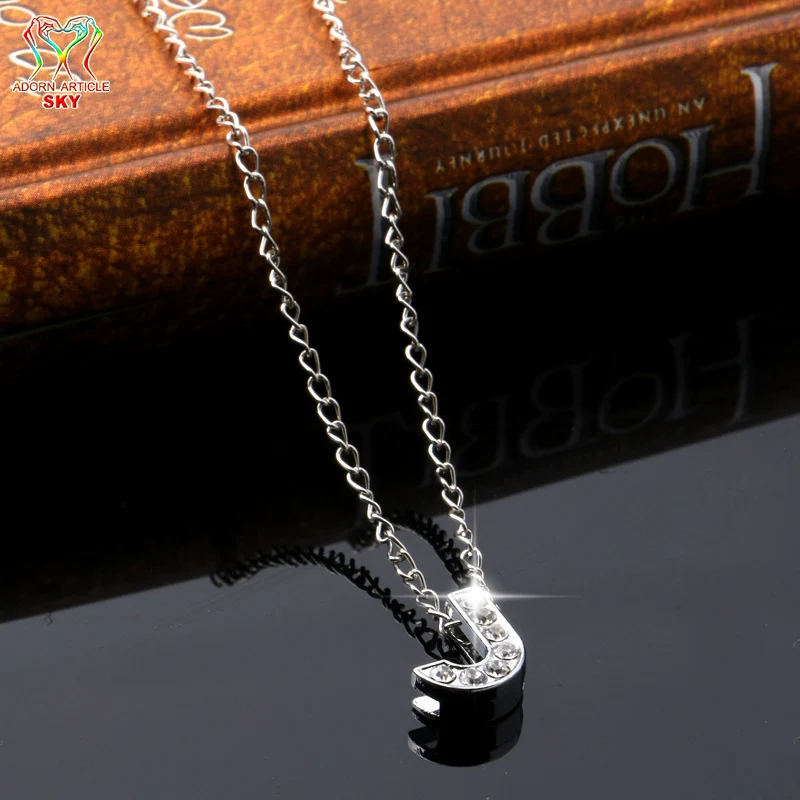 Zinc Alloy Casting Letter J Modeling Crystal Necklace Pendant Send Girlfriend Jewelry Ornaments Accessories Valentine's Day Gift |