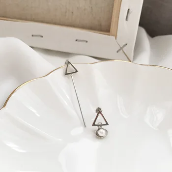 

silver pearl long slender tassel Real Silver earrings, Korean temperament long earrings, strings, simple, earrings.