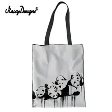 Бесшумные дизайнерские популярные женские переносная сумка парусиновые сумки для покупок милый Принт панды роскошная сумка на плечо Sac основной Femme студенческий колледж