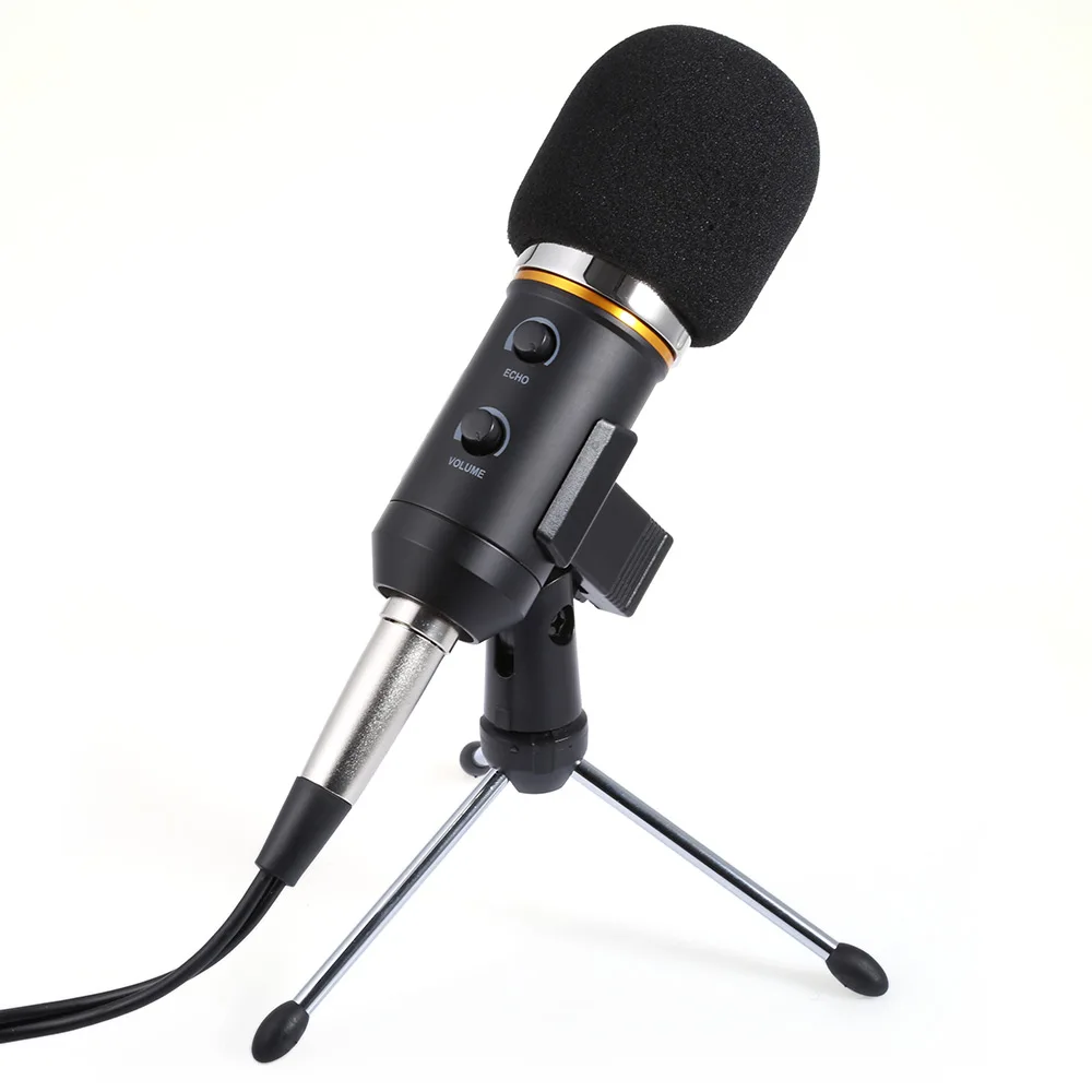 TGETH MK-F200TL микрофон Регулируемая громкость звука шумоподавление конденсатор KTV аудио студия Запись микрофон обновление MK-F100TL - Цвет: Black