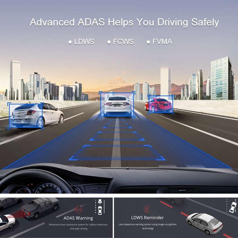Junsun H9 Видеорегистраторы для автомобилей Камера Full HD 1080 P ADAS 3 &quotЖК дисплей Экран 170