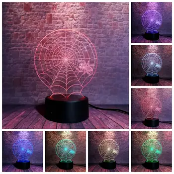 

Luminous Spider Animal Figure Model 3D Illusion LED NightLight 7 Colors Changing Light Flash Desk Decor Toys