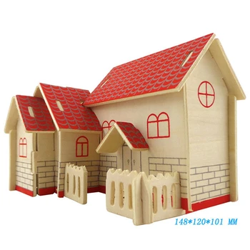 

Manual Assembly Wood Blocks Toys houses Building Blocks 3D Model House Educational Toys for Children Compatible toys