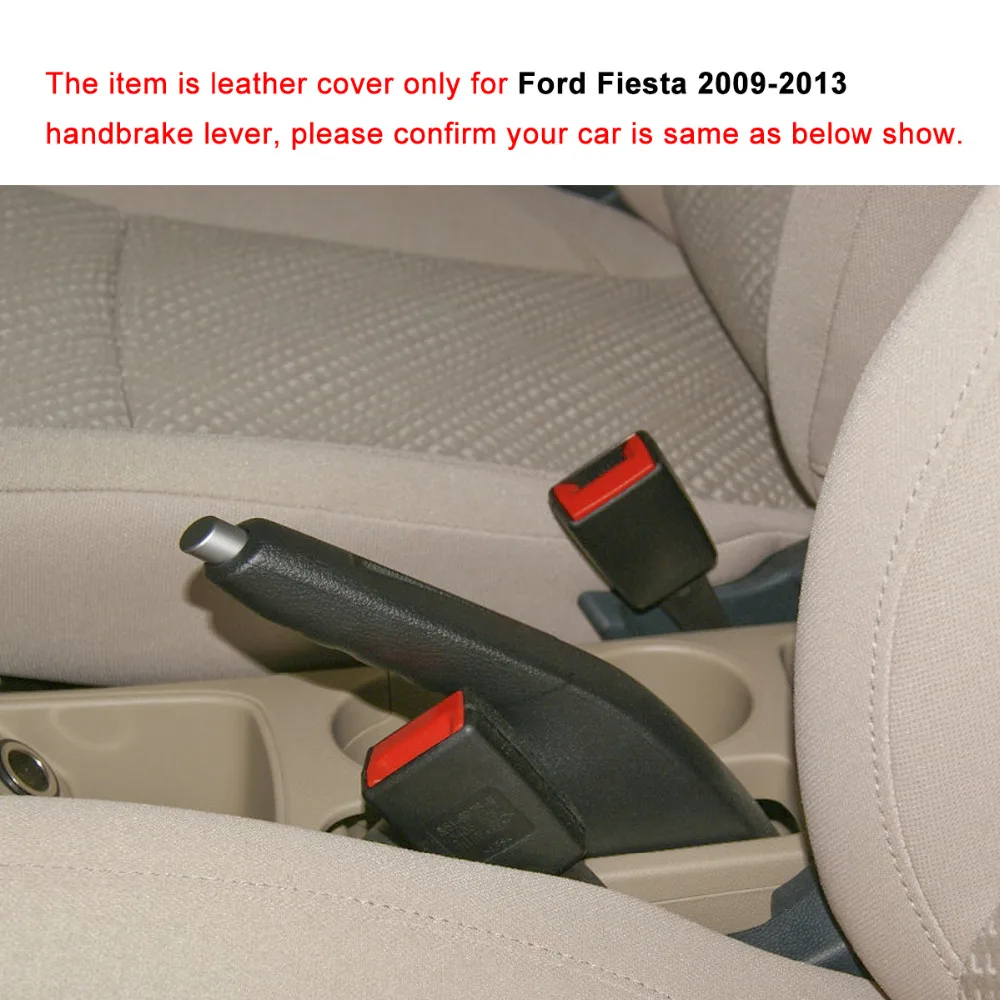 PONSNY Car Handbrake Covers Case for Ford Fiesta 2009-2013 Auto Handbrake Genuine Leather Grips Cover
