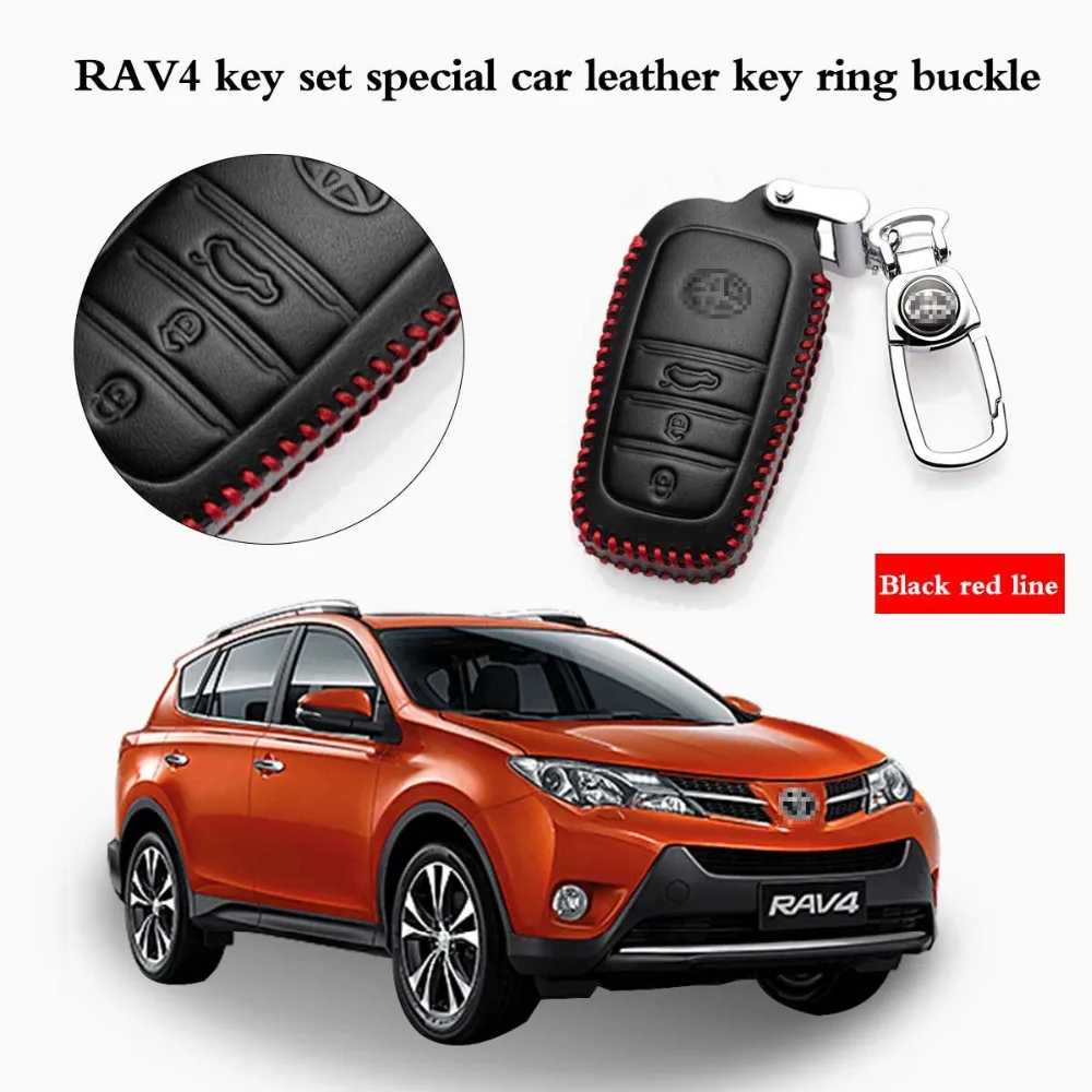 

Car Styling Car Remote genuine leather Key Case Cover Holder Keychain For Toyota Corolla Camry Crown Prius Reiz Vitz RAV4 parts