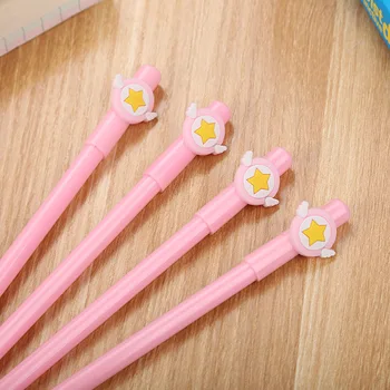 

40 PCs Creative Stationery Cute Pink Girl Heart Magic Wand Neutral Pen Cartoon Student Patch Silicone Pen