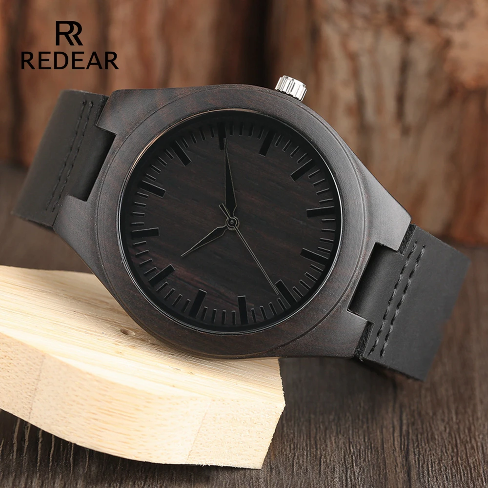 Pulseira de Couro Relógio de Quartzo Relógios para Mulheres Leve sem Logotipo Clássico Sândalo Preto Homens Presente ou Ver