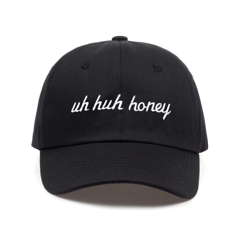

2018 new Uh Huh Honey Black Dad Hat Embroidery Baseball Caps Cotton Black 100% cotton Baseball Cap wholesale