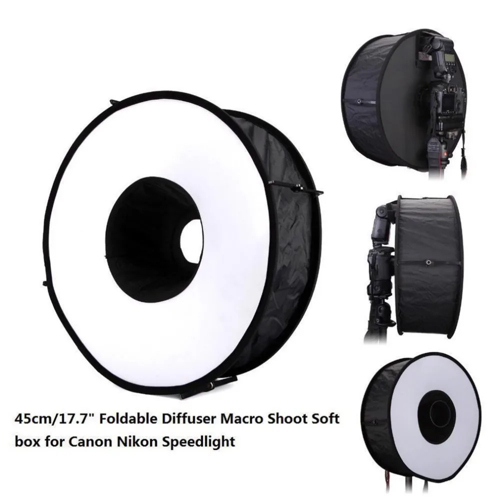 

45cm Ring Softbox Speedlight Round Style Flash Light Shoot Soft box Foldable Soft Flash Light Diffuser