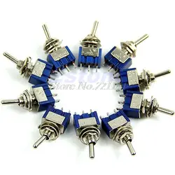10 шт./лот 3-Pin SPDT на мини-тумблер 6A 125VAC мини-переключатели