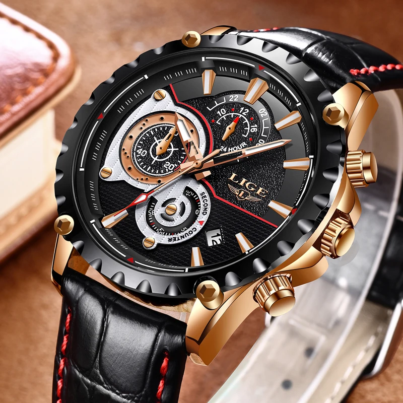 2020 LIGE Watch Men Fashion Quartz Army Military Mens Watches Top Brand Luxury Leather Waterproof S