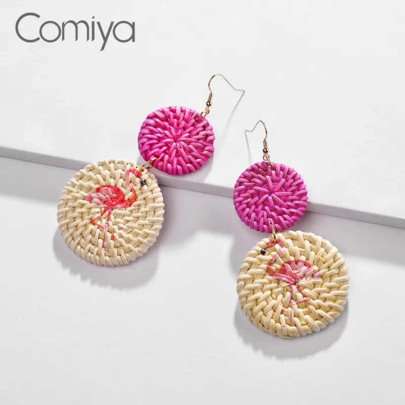 

Comiya Vintage Long Dangle Earrings Rattan Knit Round Shape Drop Earring Online Shopping Indian Aliexpress Pendientes Mujer Moda