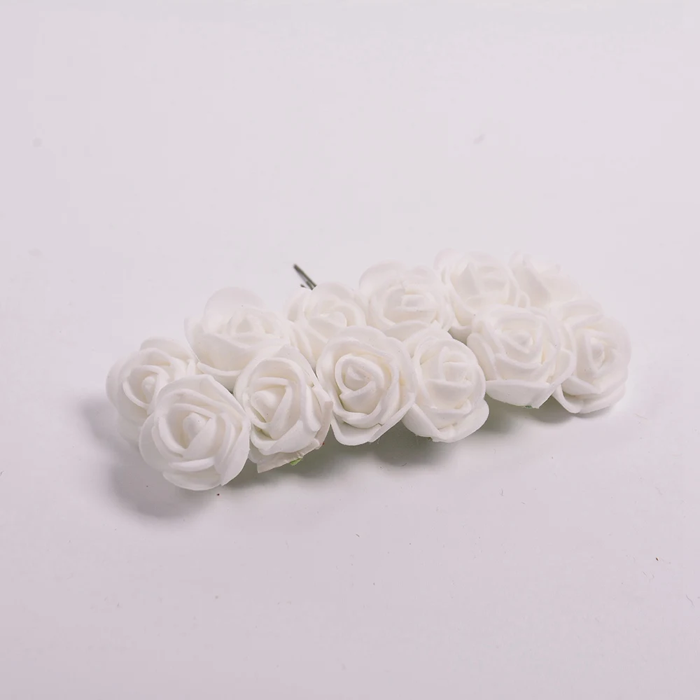 12 шт./лот, искусственный цветок, пенопластовая Роза для свадебного украшения дома, ручная работа, Свадебный венок, подарок, скрапбукинг, искусственный цветок - Цвет: Белый