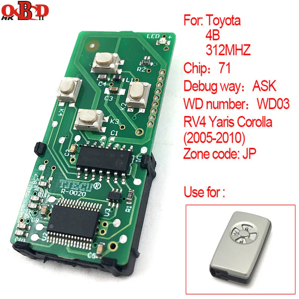 HKOBDII 4 BUTTONS Smart Remote Board 312MHz For Toyota 2005 2010 JP Chip 71 271451 5290 in 