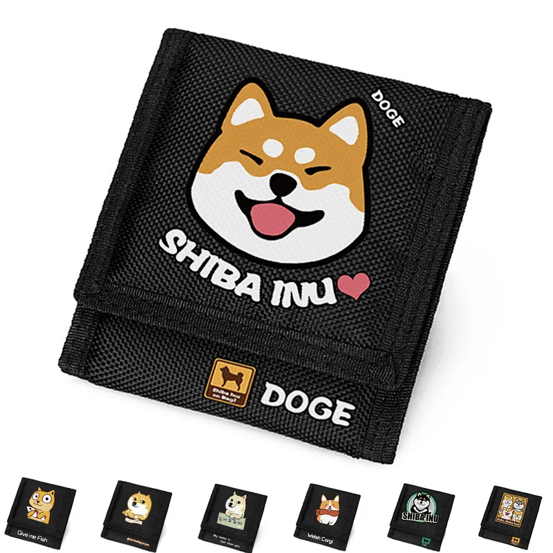 MeanCat Doge кошелек черный и белый Шиба ину Оксфордские Кошельки Прекрасный Хаски с