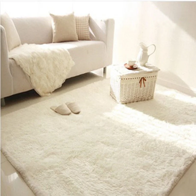 

Nordic rectangular living room, tea table carpet, white plush bedroom, bedside, bedside carpet, custom-made full bed
