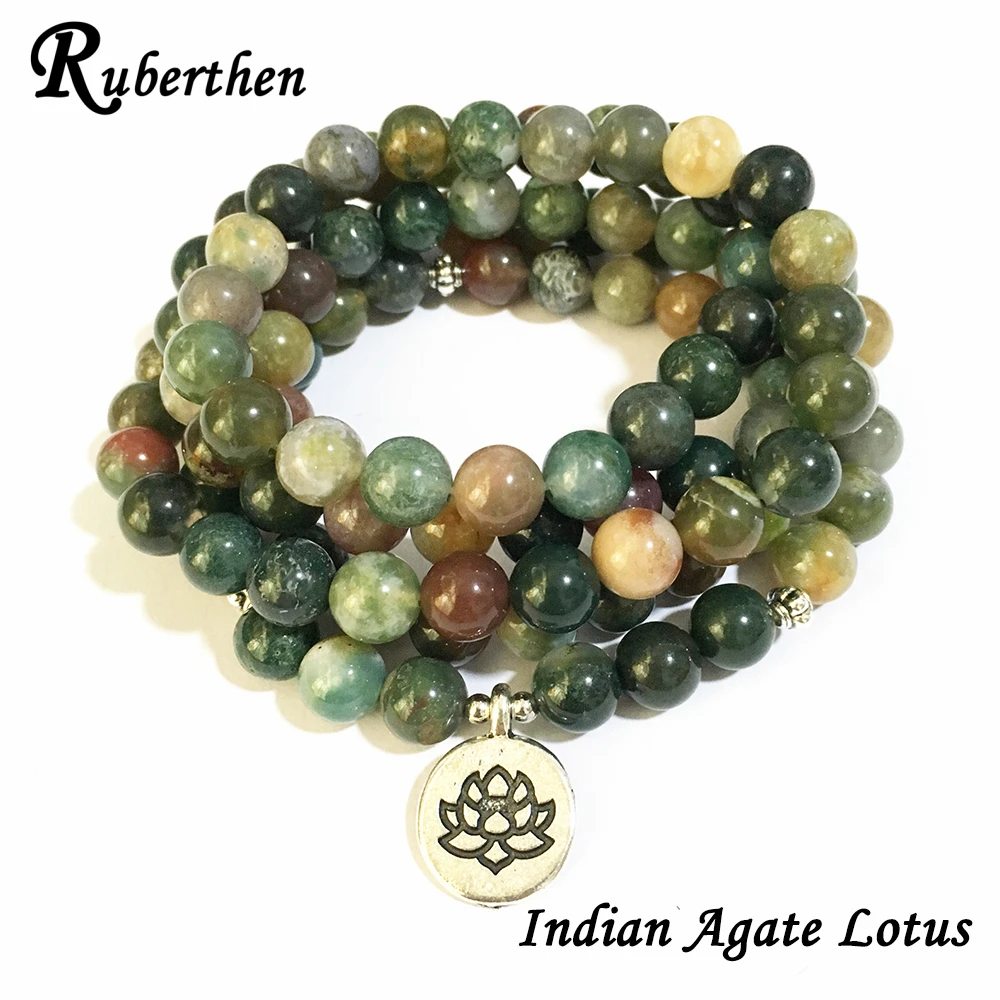 Ruberthen Топ AliExpress женский браслет с запахом трендовый индийский камень браслет или ожерелье 108 мала причудливые каменные бусы браслет