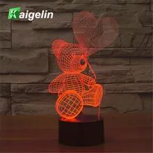 3D светодиодный ночник медведь Форма 3D лампа USB светодиодные лампы лавы 5 В 7 цветов Изменение Lampara LED Настольная лампа свет стол дети Спальня подарок