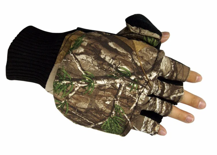 зимние мужские перчатки толстый полиэстер хлопок камуфляж цвет активного отдыха мягкие теплые регулируемые наручные флис подкладка рукав