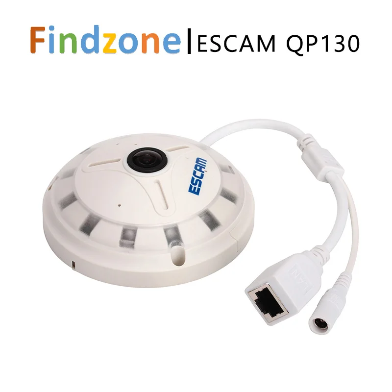  ESCAM QP130 360 Degree Fish Eye IP camera Alarm Record Image Snapshoot 1.3MP H.264 ONVIF P2P RTSP CCTV Security IP Camera 