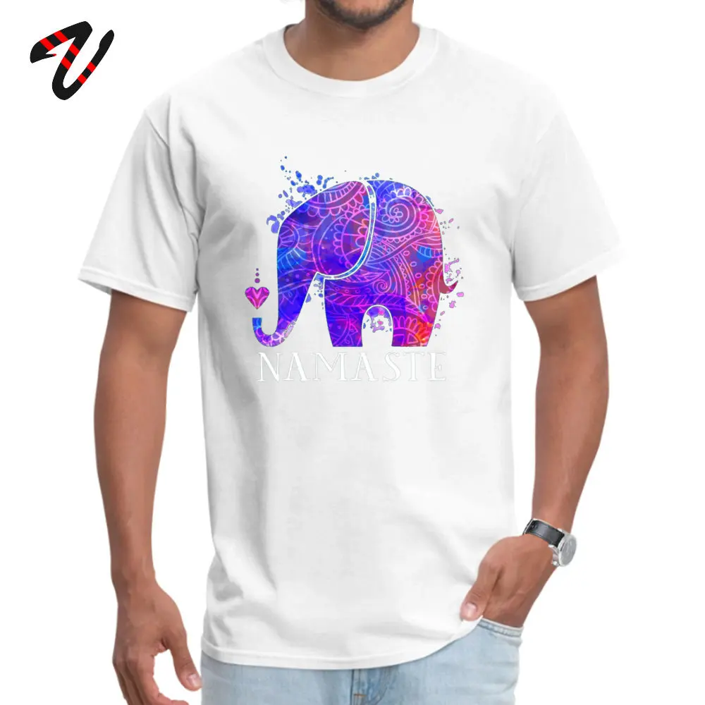 Namaste Elephant Peaceful Watercolor T Shirt 2019 New Short Sleeve Simple Style All Cotton Round Collar Men Tees T Shirt Summer Namaste Elephant Peaceful Watercolor 2546 white