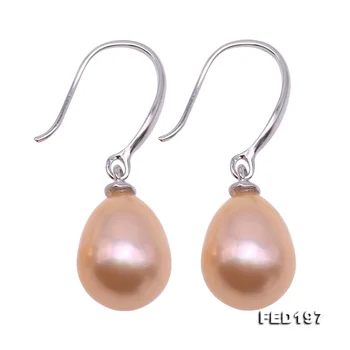

New Arriver Pearl Earrings Top Quality 8x11mm Pink Color Rice Freshwater Pearl Made With 925 Sterling Silver Dangle Earring