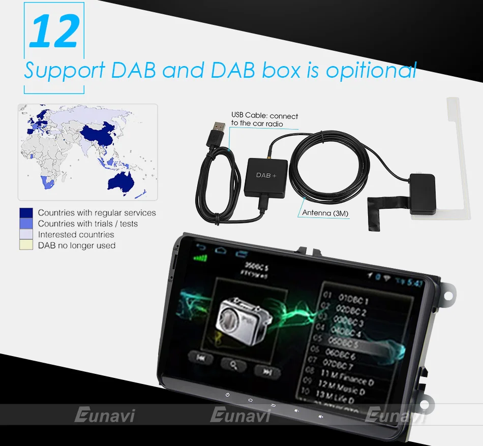 Best Eunavi 2 Din 9 inch Quad core Android 8.1 car dvd GPS for VW Polo Jetta Tiguan passat b6 cc fabia mirror link wifi Radio  in d 17