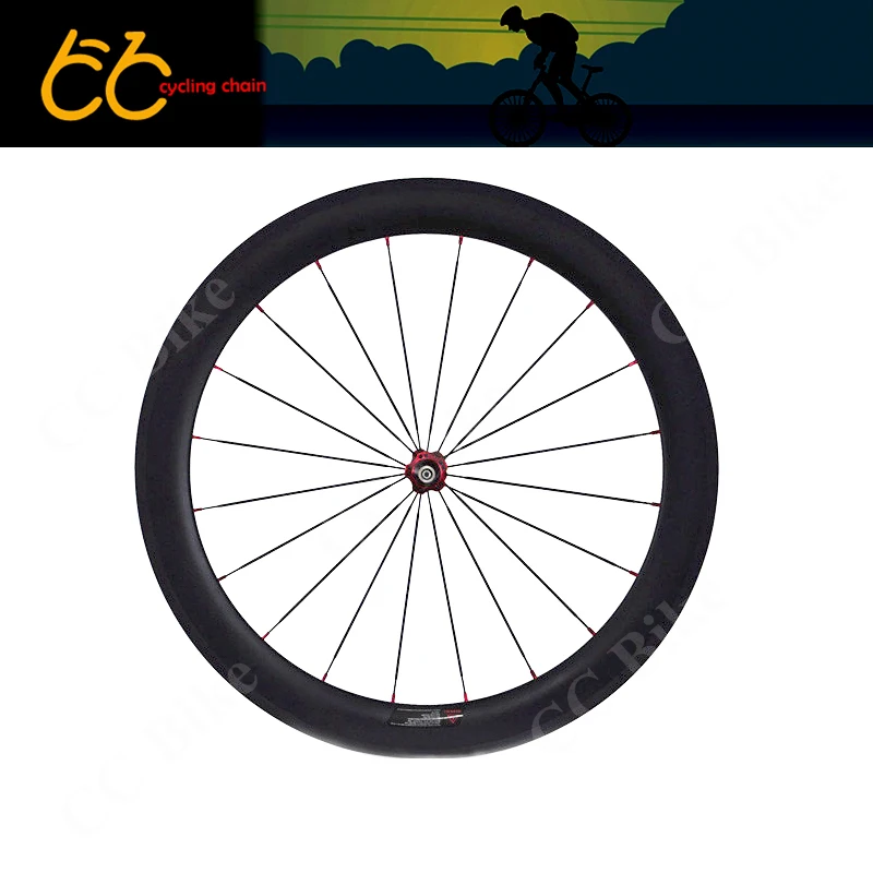 700C 23mm width of  High quality 60mm clincher carbon wheel carbon road front  or Rear wheel carbon bicycle wheel