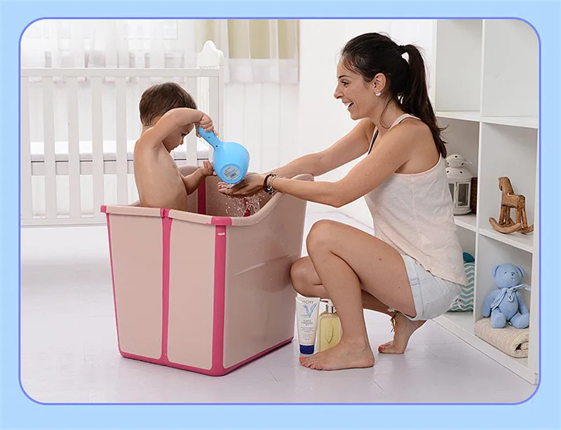 Large Size Foldable Babies Bath Tub Almofada Banho With a Seat In the Shower Kids Bathtub Baby Girls&Boy Bath Seat Bath Barrels 03