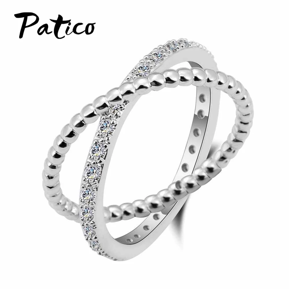 

PATICO Real 925 Sterling Silver Cross Rings For Wedding Female Couple Big Letter X Shape Party Jewelry Simple Lovers Best Gfits